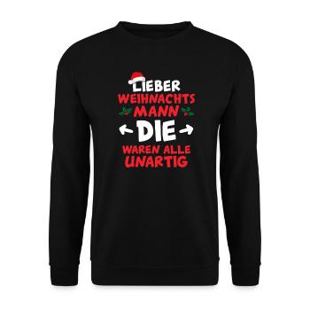 Weihnachtsmann Die waren unartig Weihnachten - Unisex Pullover - Schwarz - Vorne - Alina (178cm) & Michal (187cm)