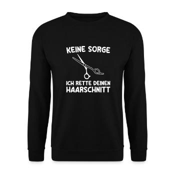 Haarstylistin Frisör Schere Friseurin Geschenk - Unisex Pullover - Schwarz - Vorne - Alina (178cm) & Michal (187cm)