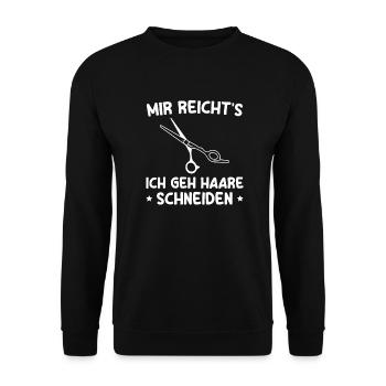 Harre Schneiden Friseurschere Frisör Friseurin - Unisex Pullover - Schwarz - Vorne - Alina (178cm) & Michal (187cm)