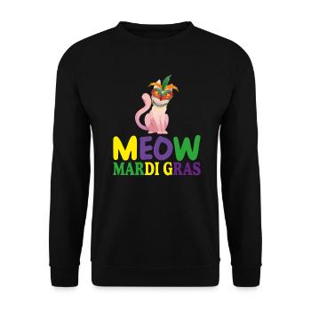 lustige Mardi Gras Niedliche Katze Siamese MEOW MARDI GRAS - Unisex Pullover - Schwarz - Vorne - Alina (178cm) & Michal (187cm)