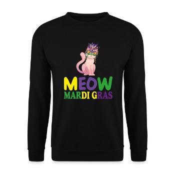 MEOW MARDI GRAS, FUNNY GIFT FOR GIRLS - Sweat-shirt Unisexe - noir - Devant - Alina (178cm) & Michal (187cm)