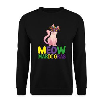 MEOW MARDI GRAS, FUNNY GIFT FOR GIRLS - Sweat-shirt Unisexe - noir - Devant - Alina (178cm) & Michal (187cm)