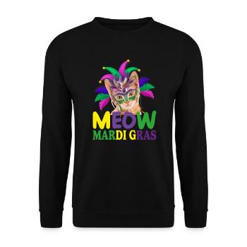 meow mardi gras , cut cat, cats lover - Sweat-shirt Unisexe - noir - Devant - Alina (178cm) & Michal (187cm)