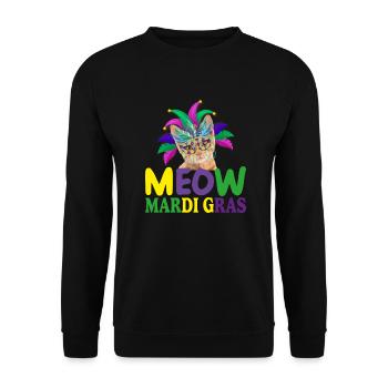 MEOW MARDI GRAS, FUNNY GIFT FOR GIRLS - Sweat-shirt Unisexe - noir - Devant - Alina (178cm) & Michal (187cm)