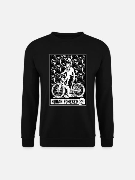 T-Shirt Pedal Power: Comic Bikerin mit Totenköpfen - Unisex Pullover - Schwarz