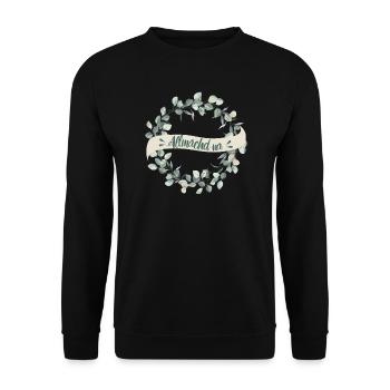 Kranz Allmächd na - Unisex Pullover - Schwarz - Vorne - Alina (178cm) & Michal (187cm)