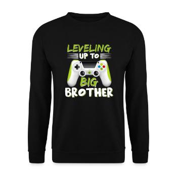Leveling Up To Big Bro Brother Videospieler Big Bro - Unisex Pullover - Schwarz - Vorne - Alina (178cm) & Michal (187cm)