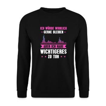 Musik DJ Wichtigeres zu tun DJane Geschenk - Unisex Pullover - Schwarz - Vorne - Alina (178cm) & Michal (187cm)