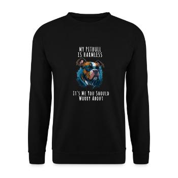 my pitbull is harmless quote dog items owner - Unisex Sweatshirt - black - Front - Alina (178cm) & Michal (187cm)