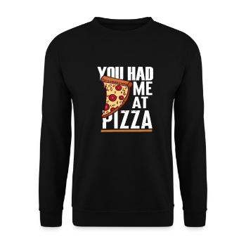 Du hattest mich bei Pizza - Unisex Pullover - Schwarz - Vorne - Alina (178cm) & Michal (187cm)