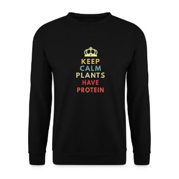 keep calm plants have protein - Unisex Sweatshirt - black - Front - Alina (178cm) & Michal (187cm)