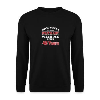 48th Anniversary Funny Wedding - Unisex Sweatshirt - black - Front - Alina (178cm) & Michal (187cm)