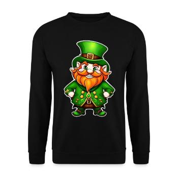 Saint Patricks Day Irish Kobold Leprechaun Wichtel - Unisex Pullover - Schwarz - Vorne - Alina (178cm) & Michal (187cm)