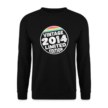 Vintage 2014 Geburtstag Geschenk Kinderparty - Unisex Pullover - Schwarz - Vorne - Alina (178cm) & Michal (187cm)