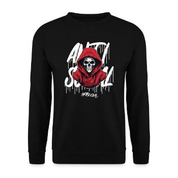 Crâne anti social en sweat à capuche I W - Sweat-shirt Unisexe - noir - Devant - Alina (178cm) & Michal (187cm)
