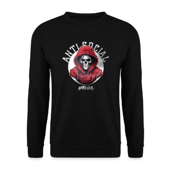 Anti Social Skull Logo Graffiti with Drips Design - Unisex Sweatshirt - black - Front - Alina (178cm) & Michal (187cm)