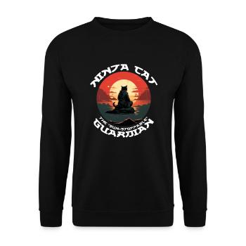 Ninja Black Cat in Front of Red sun - Unisex Sweatshirt - black - Front - Alina (178cm) & Michal (187cm)