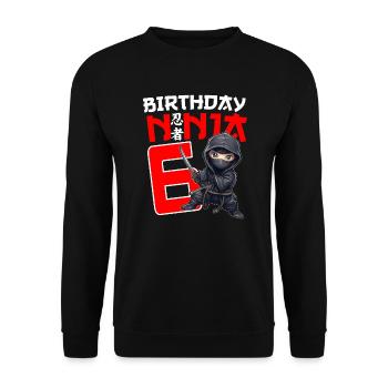 Kids Birthday Ninja Shirt - 6 Year Old Ninja Birth - Unisex Pullover - Schwarz - Vorne - Alina (178cm) & Michal (187cm)