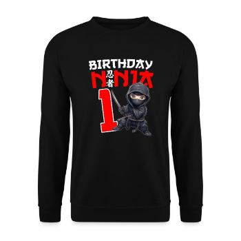Chemise Ninja Anniversaire Enfant - 1 Année Naissance Ninja - Sweat-shirt Unisexe - noir - Devant - Alina (178cm) & Michal (187cm)