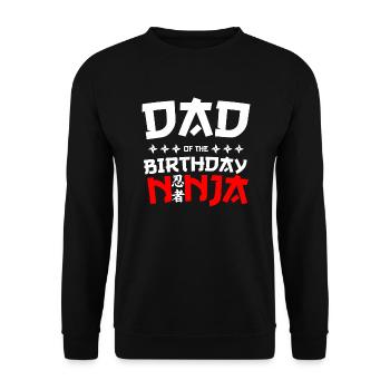 Dad of the Birthday Ninja Party Thema - Unisex Pullover - Schwarz - Vorne - Alina (178cm) & Michal (187cm)