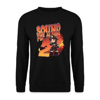 Kids Firefighter 2 Year Old Birthday Boy Theme - Unisex Sweatshirt - black - Front - Alina (178cm) & Michal (187cm)