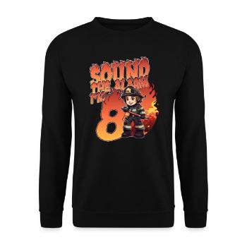 Kids Firefighter 8 Year Old Birthday Boy Theme - Unisex Sweatshirt - black - Front - Alina (178cm) & Michal (187cm)