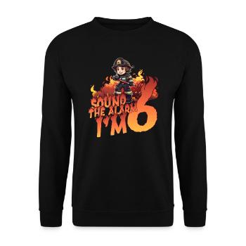 Kids Firefighter 6 Year Old Birthday Boy Theme - Unisex Sweatshirt - black - Front - Alina (178cm) & Michal (187cm)