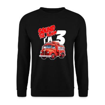 Kids Fire Truck 3 Year Old Firefighter Birthday - Unisex Pullover - Schwarz - Vorne - Alina (178cm) & Michal (187cm)