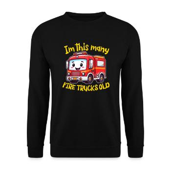 Camion de pompiers mignon - Je suis autant de camions de pompiers vieux - Sweat-shirt Unisexe - noir - Devant - Alina (178cm) & Michal (187cm)