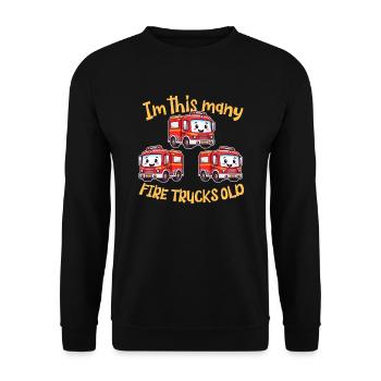 Camion de pompiers mignon - Je suis autant de camions de pompiers vieux - Sweat-shirt Unisexe - noir - Devant - Alina (178cm) & Michal (187cm)