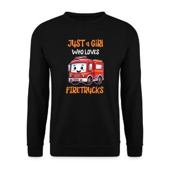 Just a Girl Who Loves Firetrucks - Cute Fire Brigade - Unisex Sweatshirt - black - Front - Alina (178cm) & Michal (187cm)