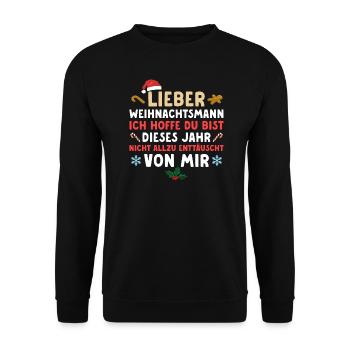 Weihnachten Humor Unartig - Unisex Pullover - Schwarz - Vorne - Alina (178cm) & Michal (187cm)