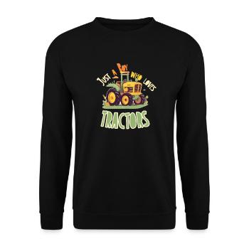 Just a boy who loves tractors - cute design - Unisex Sweatshirt - black - Front - Alina (178cm) & Michal (187cm)