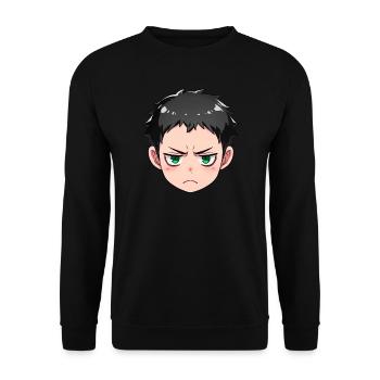 Annoyed Anime Face Emoji - Anime Shirt - Unisex Sweatshirt - black - Front - Alina (178cm) & Michal (187cm)