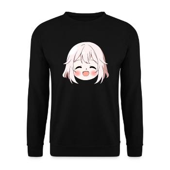 Visage d'anime souriant mignon Emoji - Chemise d'anime - Sweat-shirt Unisexe - noir - Devant - Alina (178cm) & Michal (187cm)
