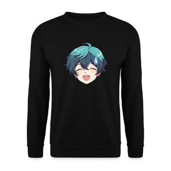 Nervous Anime Face Emoji - Anime Shirt - Unisex Sweatshirt - black - Front - Alina (178cm) & Michal (187cm)