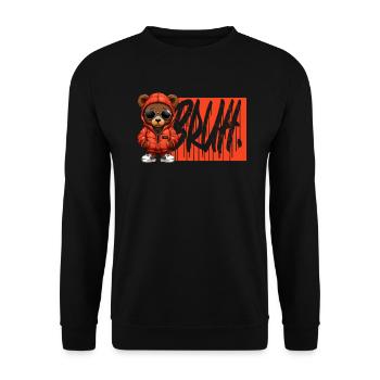 Bruh Meme Hip Hop Ours en peluche frère Salutation Ados - Sweat-shirt Unisexe - noir - Devant - Alina (178cm) & Michal (187cm)