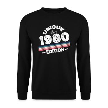 Unique Since 1980's Edition Birthday Vintage 1980's - Unisex Sweatshirt - black - Front - Alina (178cm) & Michal (187cm)