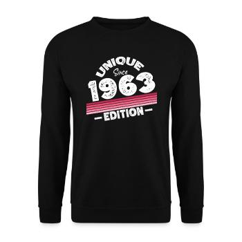 Unique depuis 1963 Edition Anniversaire Millésime 1963 - Sweat-shirt Unisexe - noir - Devant - Alina (178cm) & Michal (187cm)