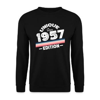 Unique since 1957 Edition Birthday Vintage 1957 - Unisex Sweatshirt - black - Front - Alina (178cm) & Michal (187cm)