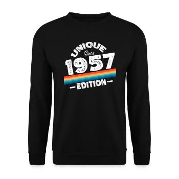 Unique depuis 1957 Edition Anniversaire Millésime 1957 - Sweat-shirt Unisexe - noir - Devant - Alina (178cm) & Michal (187cm)