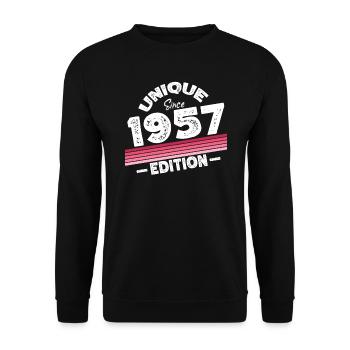 Unique depuis 1957 Edition Anniversaire Millésime 1957 - Sweat-shirt Unisexe - noir - Devant - Alina (178cm) & Michal (187cm)