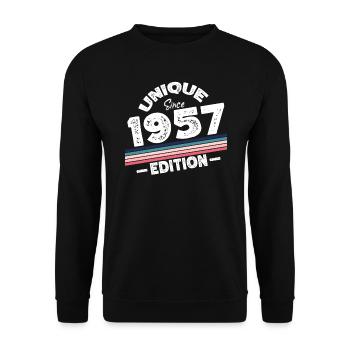 Unique Since 1957 Edition Birthday Vintage 1957 - Unisex Sweatshirt - black - Front - Alina (178cm) & Michal (187cm)