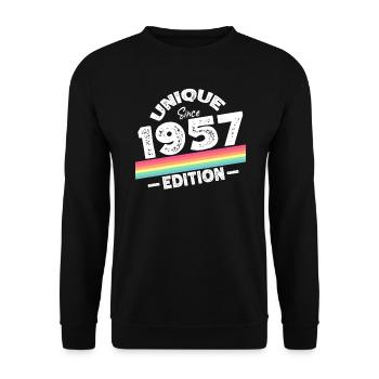 Unique Since 1957 Edition Birthday Vintage 1957 - Unisex Sweatshirt - black - Front - Alina (178cm) & Michal (187cm)