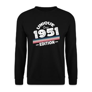 Unique Since 1951 Edition Birthday Vintage 1951 - Unisex Sweatshirt - black - Front - Alina (178cm) & Michal (187cm)