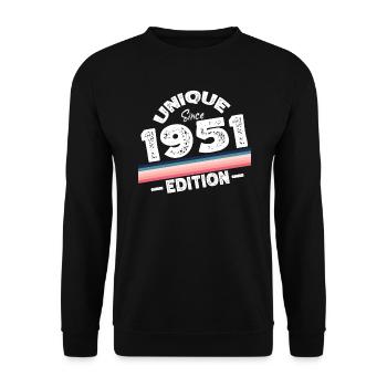 Unique Since 1951 Edition Birthday Vintage 1951 - Unisex Sweatshirt - black - Front - Alina (178cm) & Michal (187cm)
