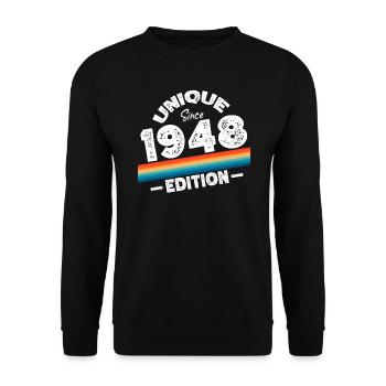 Unique Since 1948 Edition Birthday Vintage 1948 - Unisex Sweatshirt - black - Front - Alina (178cm) & Michal (187cm)