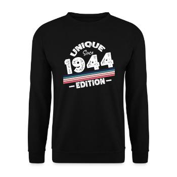 Unique Since 1944 Edition Birthday Vintage 1944 - Unisex Sweatshirt - black - Front - Alina (178cm) & Michal (187cm)