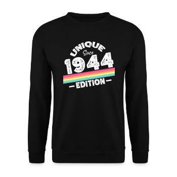 Unique Since 1944 Edition Birthday Vintage 1944 - Unisex Sweatshirt - black - Front - Alina (178cm) & Michal (187cm)