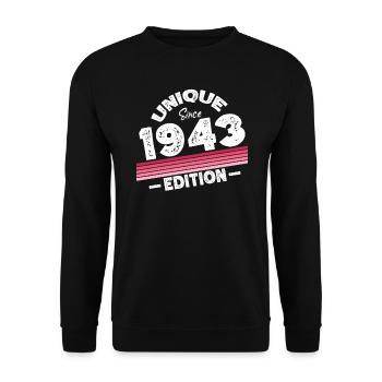 Unique depuis 1943 Edition Anniversaire Millésime 1943 - Sweat-shirt Unisexe - noir - Devant - Alina (178cm) & Michal (187cm)